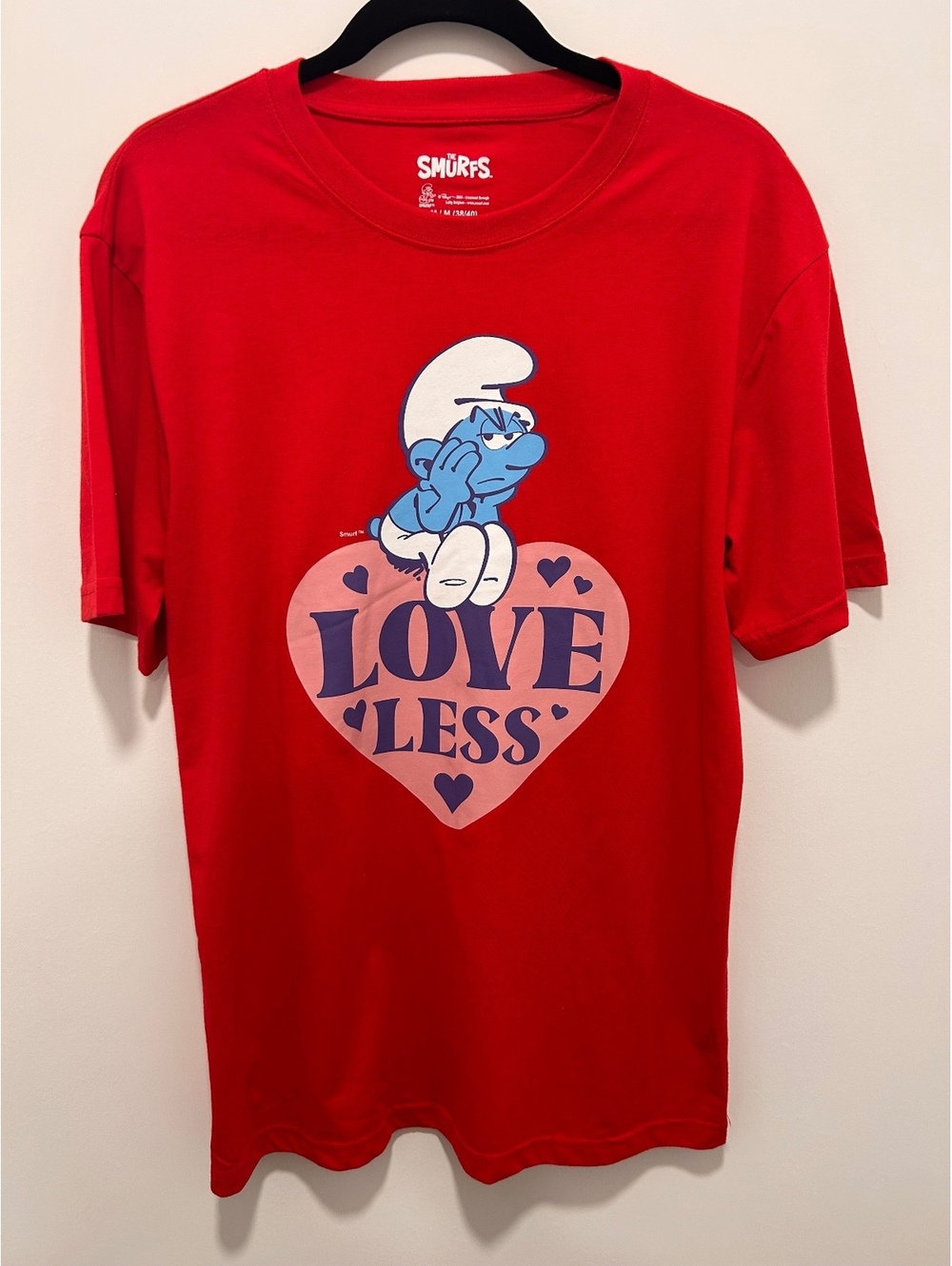 The Smurfs Red Graphic T-Shirt Love Less Medium